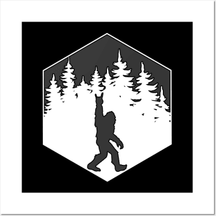 Yeti Bigfoot Sasquatch Hexagon Posters and Art